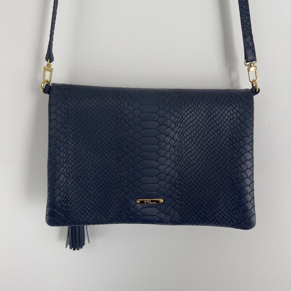 Gigi New York blue‎ leather Uber clutch - Picture 3 of 11